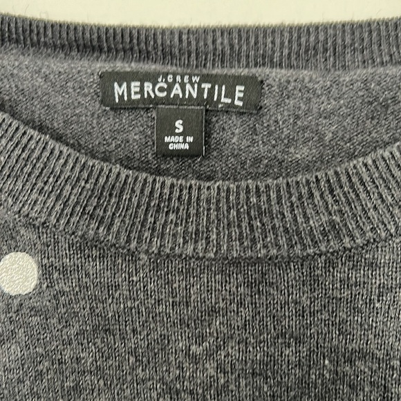 J. Crew Factory Gray Polka Dot Teddie Sweater, Small - Picture 2 of 8